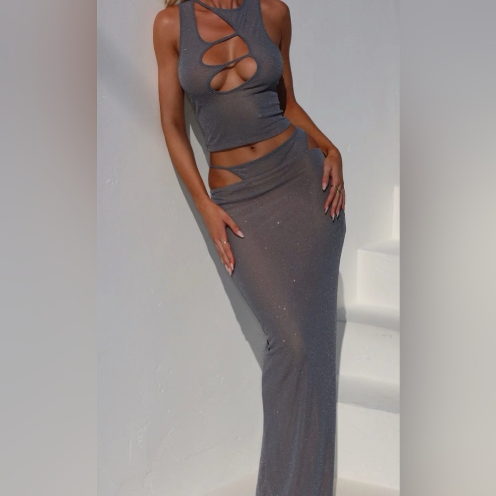 OUTCAST ARDELL MAXI SKIRT And TOP SET SILVER SPL XS - Picture 3 of 7